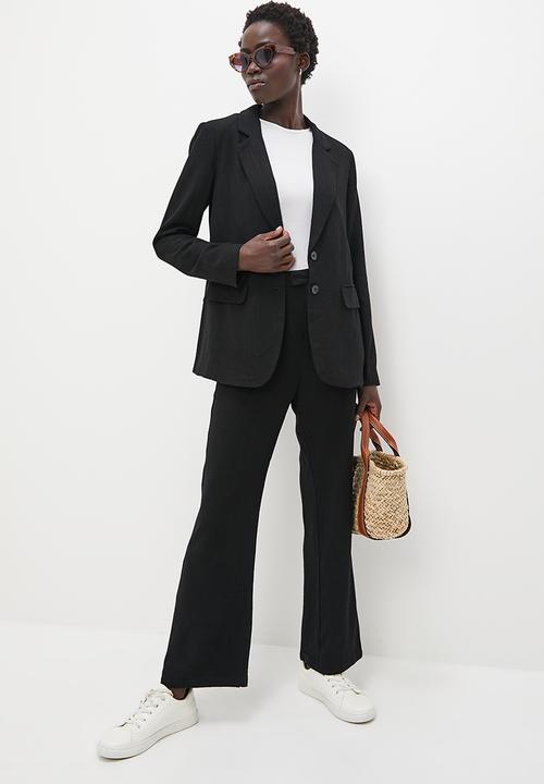 edit - Loose fit linen blend blazer - black