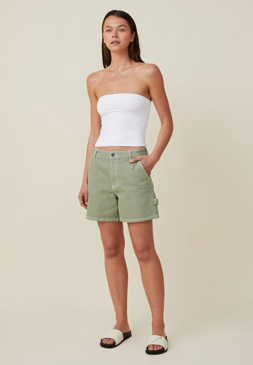 Cotton On - Utility denim short - soft green