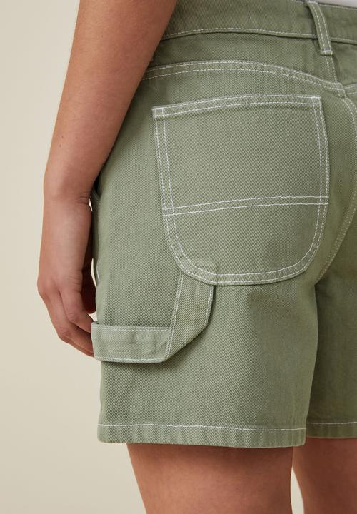 Cotton On - Utility denim short - soft green