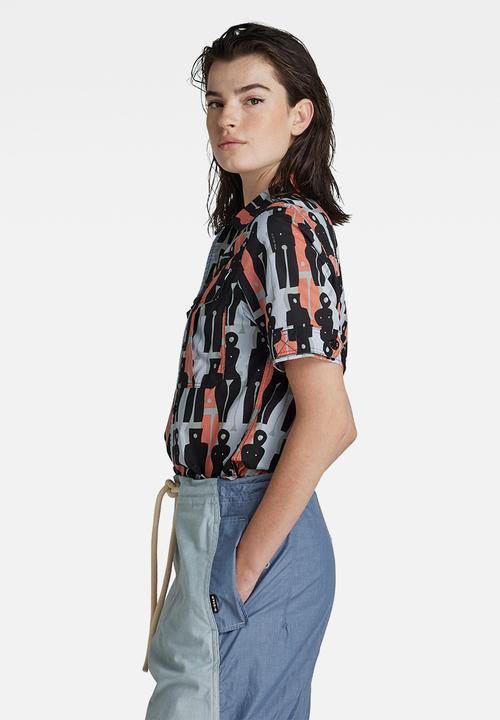 G-STAR - Officer  short sleeve shirt  - iceberg green figures 