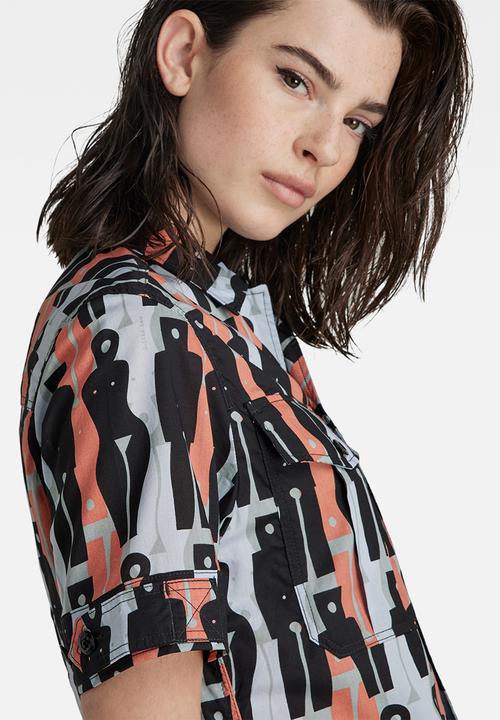 G-STAR - Officer  short sleeve shirt  - iceberg green figures 