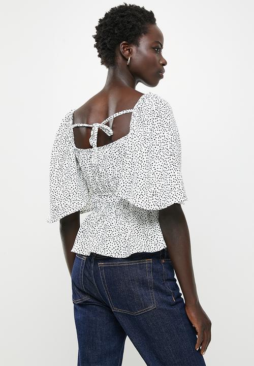 Me&B - Printed airflow top - white spotty