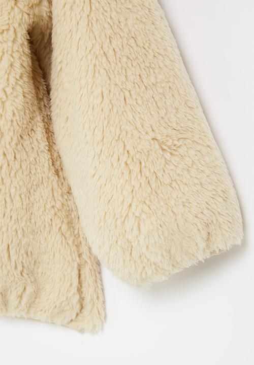 Pop Candy - Girls fluffy zip through jacket - beige