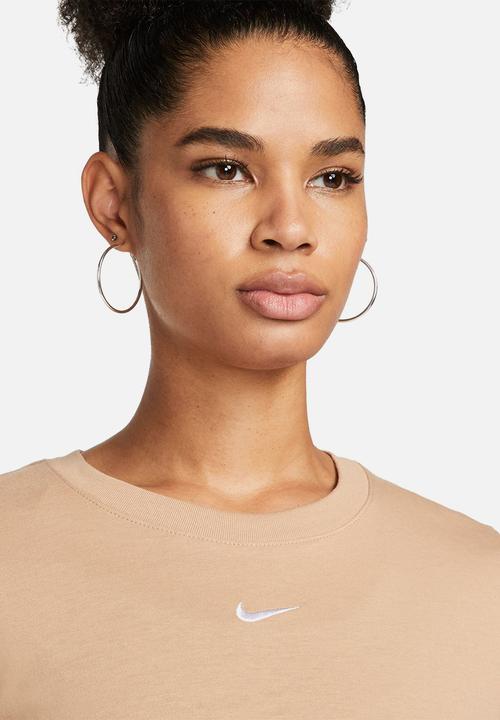 Nike - W nsw tee essential long sleeve lbr - hemp & white