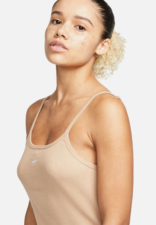 Nike - W nsw essential rib dress bodycon - hemp & white