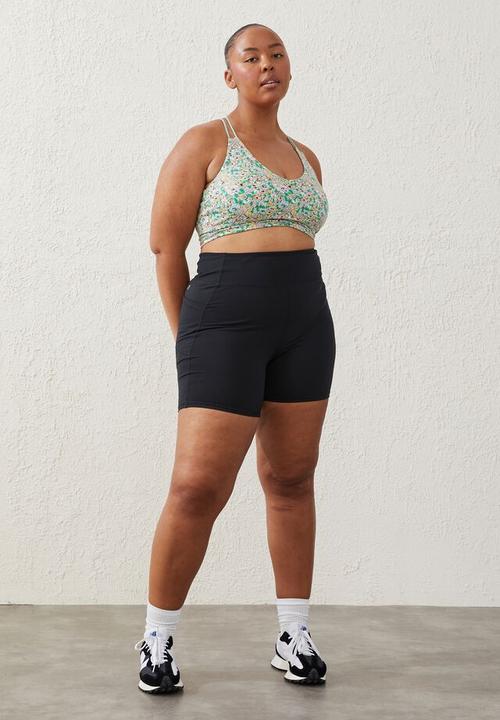 Cotton On - Curve active  recycled ruched strappy crop - multi 