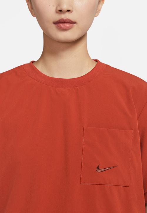 Nike - W nsw everyday modern woven boxy top - cinnabar & oxen brown