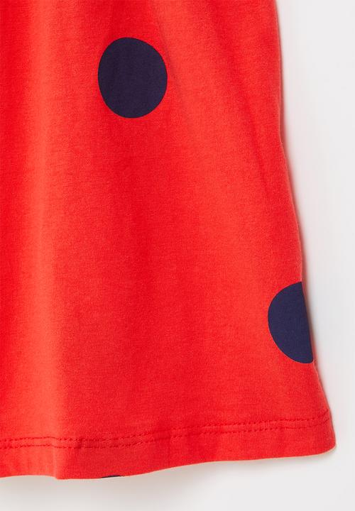 Pop Candy - Ladybug stripe dress  - pink & red