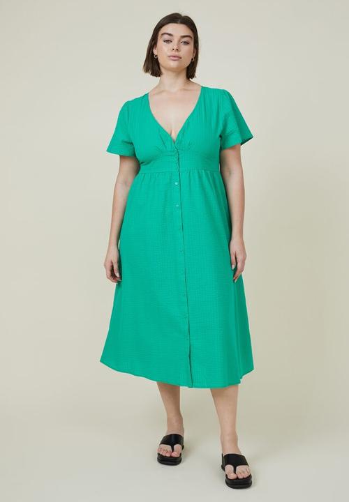 Cotton On - Curve woven midi dress - bright green