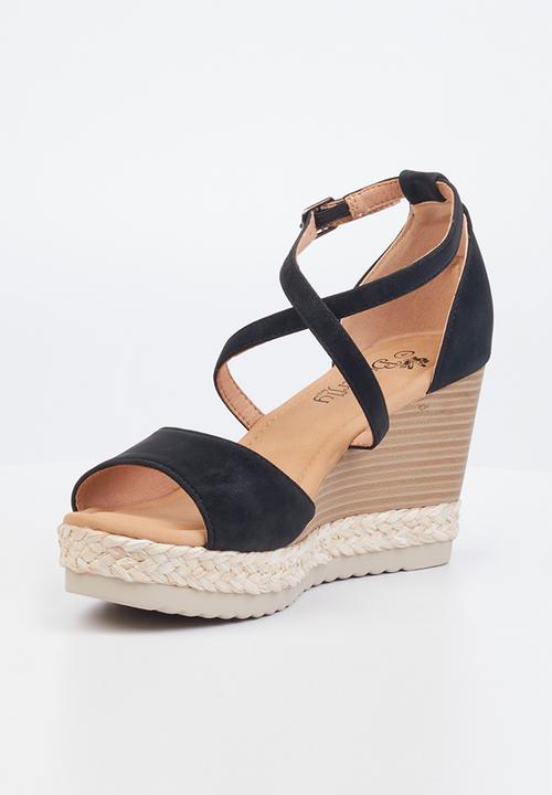 Butterfly Feet - Avery 4 espadrille wedge heel - black