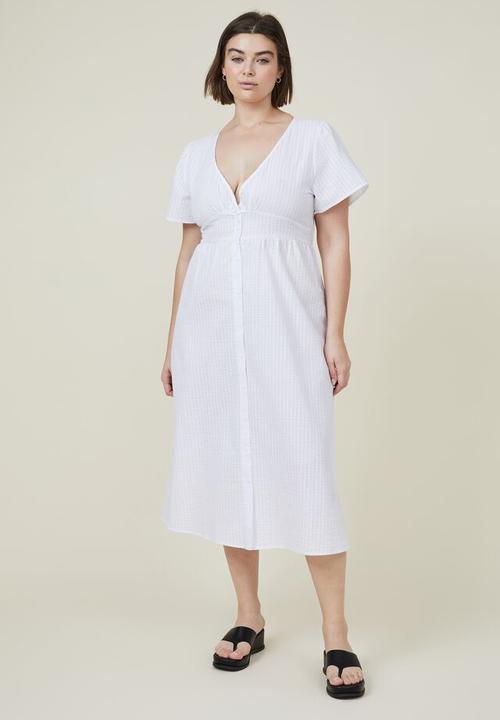 Cotton On - Curve woven midi dress - white