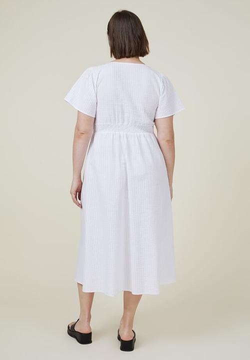 Cotton On - Curve woven midi dress - white