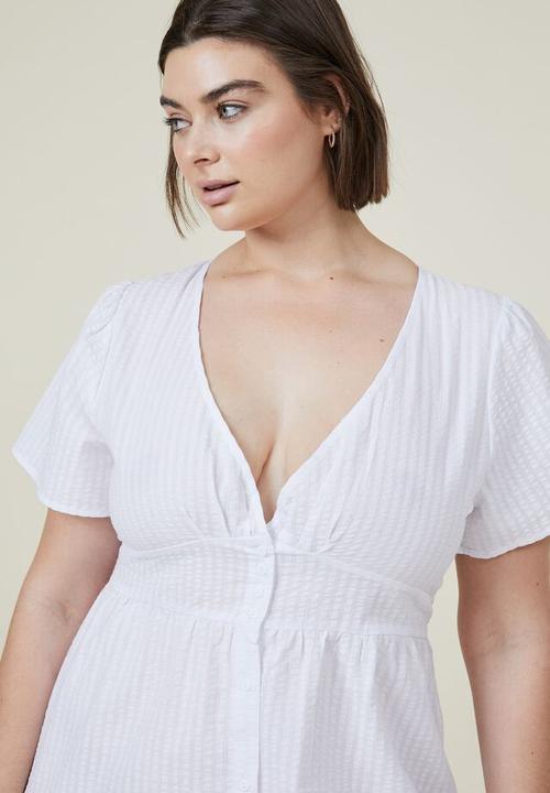 Cotton On - Curve woven midi dress - white