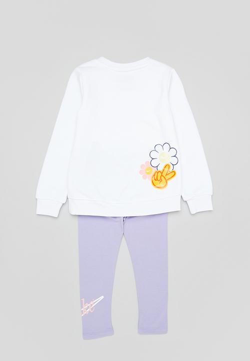Nike - Nike girls flower child pant set - purple & white 