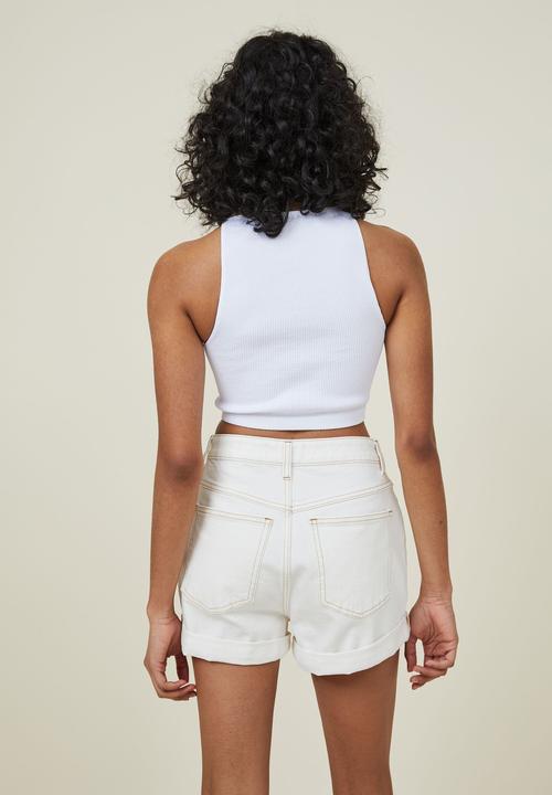Cotton On - High rise classic stretch denim short - dunes