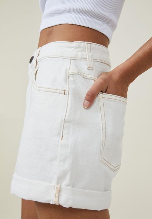 Cotton On - High rise classic stretch denim short - dunes