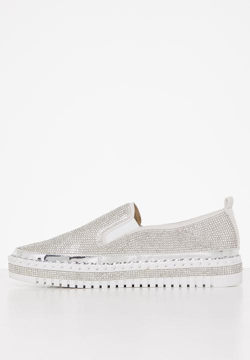 Footwork - Lilith diamante slip-on - silver
