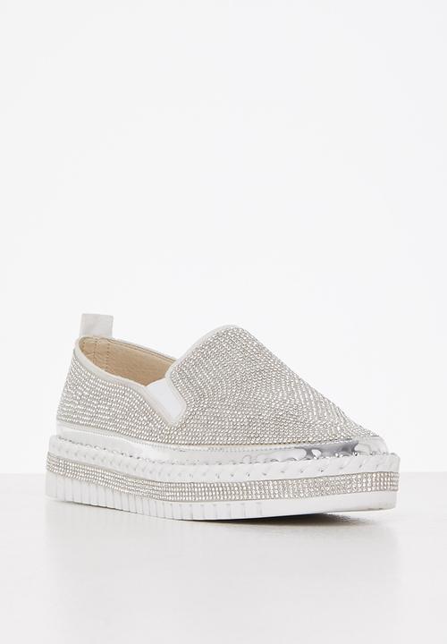 Footwork - Lilith diamante slip-on - silver