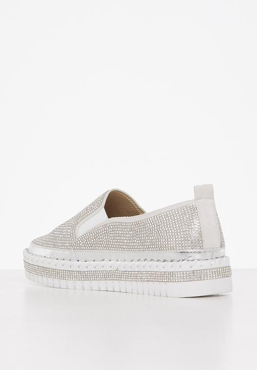 Footwork - Lilith diamante slip-on - silver