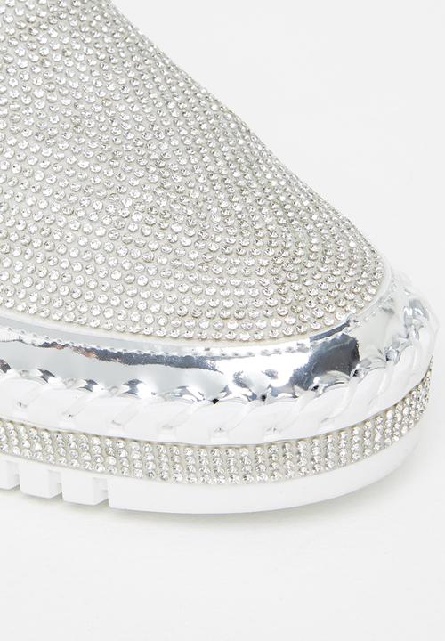 Footwork - Lilith diamante slip-on - silver