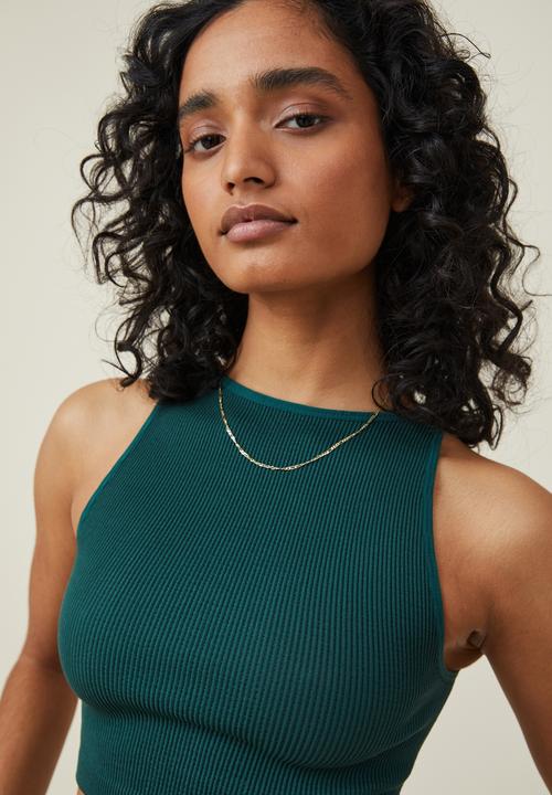 Cotton On - Seamless benni seamless high neck tank - scholar green