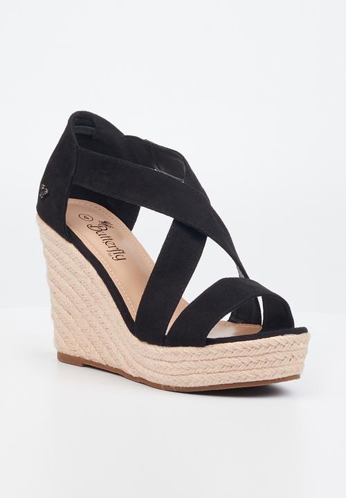 Butterfly Feet - Veda 1 espadrille wedge heel - black