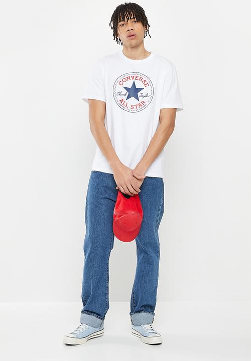 Converse - Standard fit centre front chuck patch core tee - white