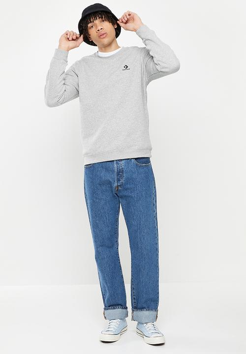 Converse - Standard fit left chest star chev emb crew bb - vintage grey heather