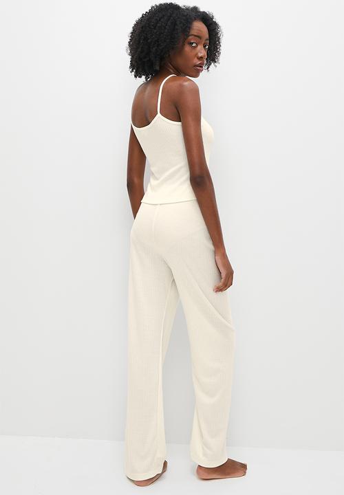 Superbalist - Rib cami & wide leg sleep set - ecru