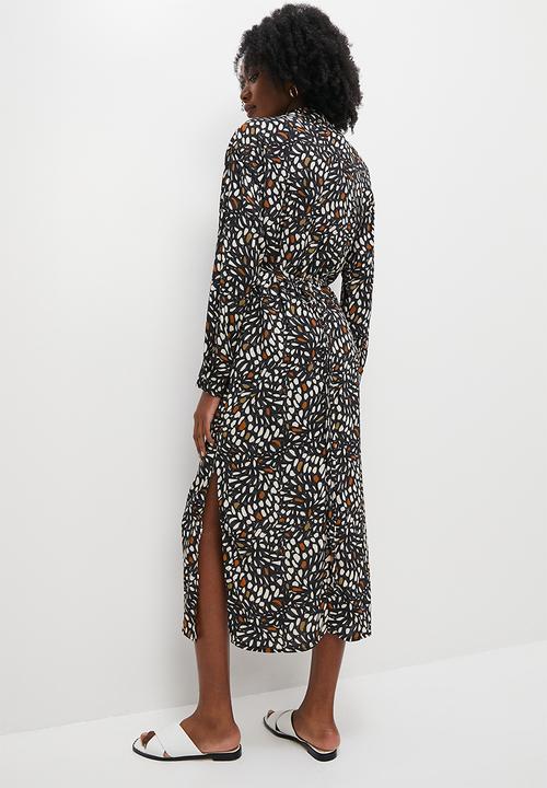 VELVET - Luxe revere collar midi wrap dress - abstract nature