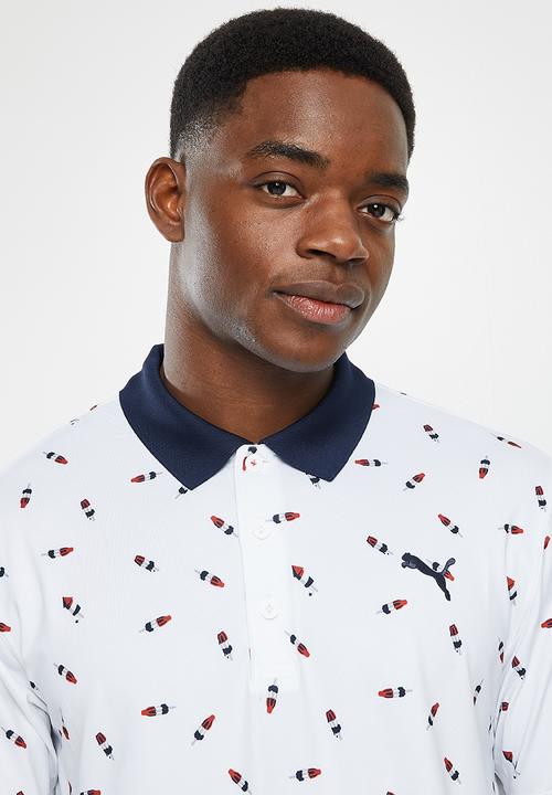 PUMA - Cloudspun Popsi-Cool Golf Polo - bright white & ski patrol
