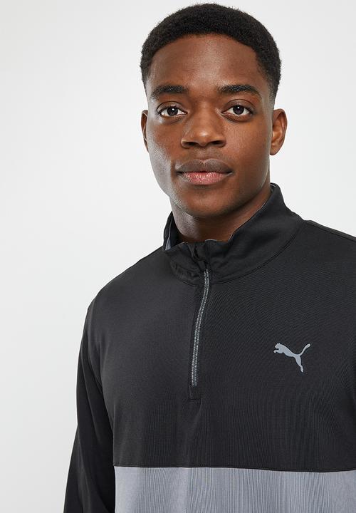 PUMA - Gamer Colourblock 1/4 Zip Golf Pullover - Black & quiet shade