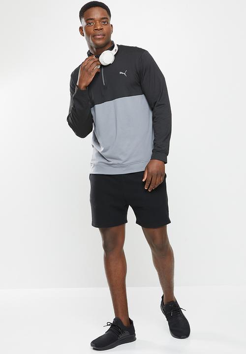 PUMA - Gamer Colourblock 1/4 Zip Golf Pullover - Black & quiet shade