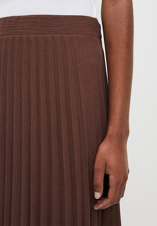 VELVET - Pleated maxi skirt - choc
