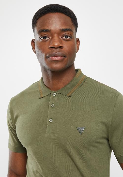 GUESS - Guess short sleeve golfer - army olive