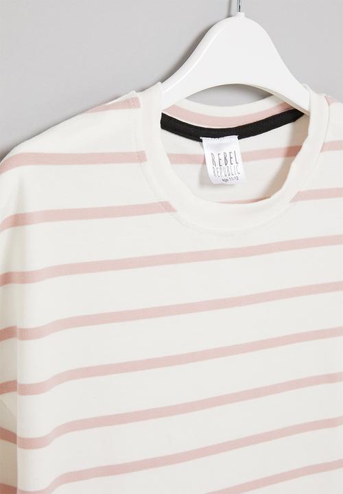 Rebel Republic - Boys stripe tee - white
