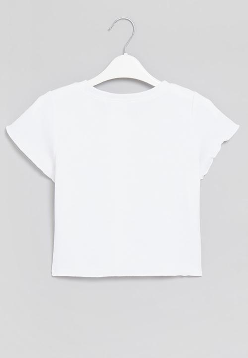 Rebel Republic - Girls lettuce crop tee - white
