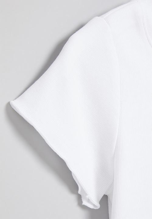 Rebel Republic - Girls lettuce crop tee - white