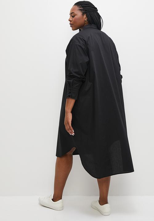 edit Plus - Hi-low longline cotton shirt - black1