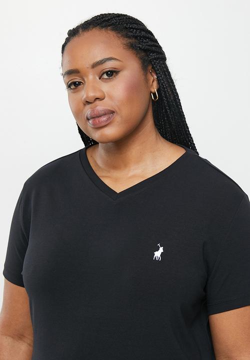POLO - Plus kelly basic short sleeve  essential vneck stretch t-shirt - black