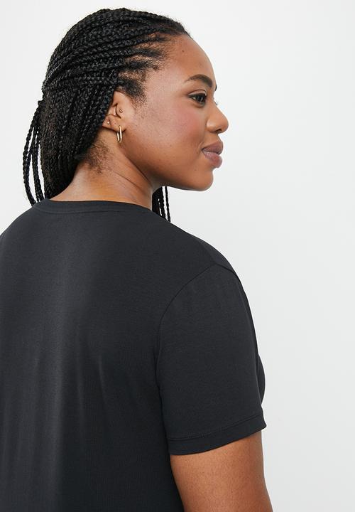 POLO - Plus kelly basic short sleeve  essential vneck stretch t-shirt - black