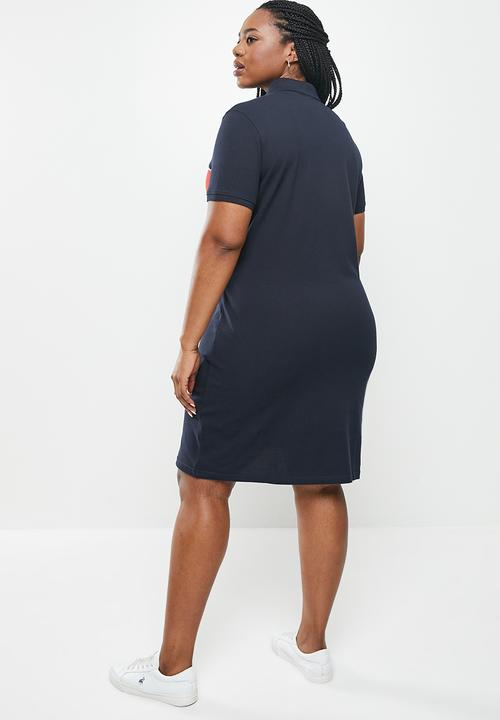 POLO - Plus kori short sleeve colour block golfer dress - navy