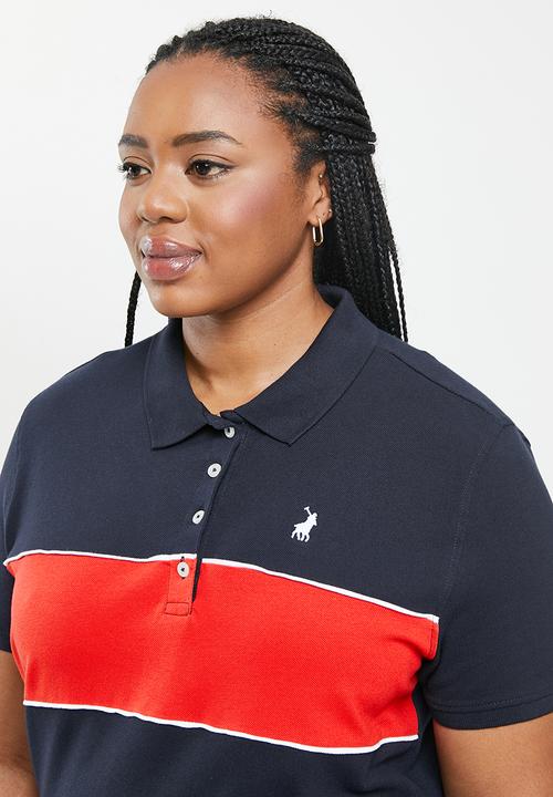POLO - Plus kori short sleeve colour block golfer dress - navy