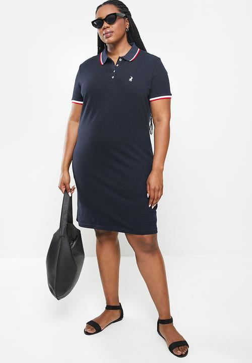 POLO - Plus leigh essential short sleeve  stretch golfer dress - navy