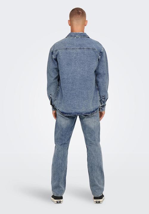 Only & Sons - Onsbill washed 2965 overshirt - light blue