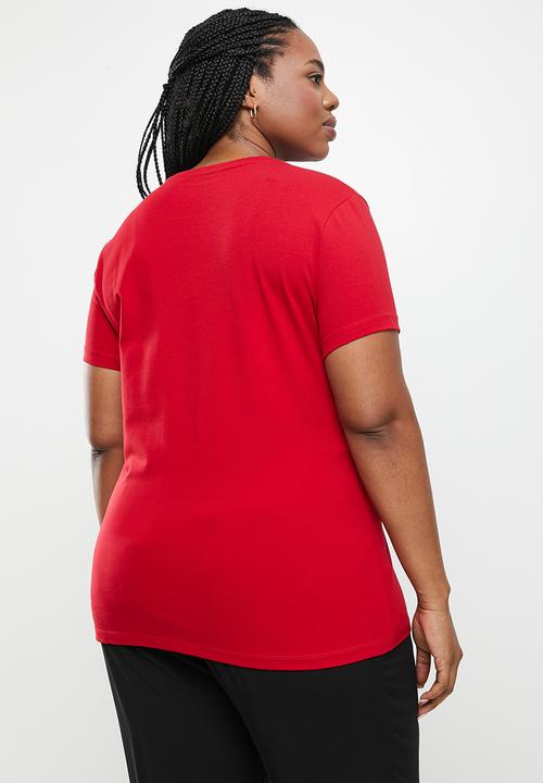 POLO - Plus allie basic short sleeve  essential crew neck t-shirt - red