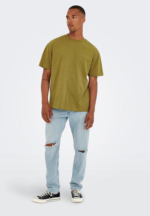 Only & Sons - Onsfred rlx fb club print short sleeve tee - olive