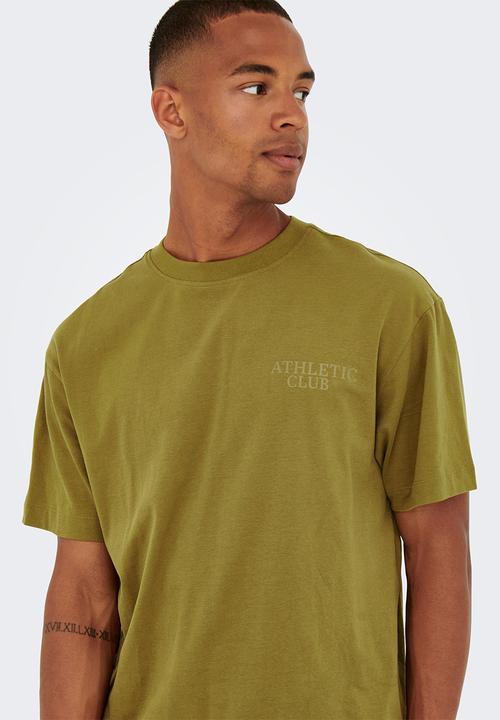 Only & Sons - Onsfred rlx fb club print short sleeve tee - olive