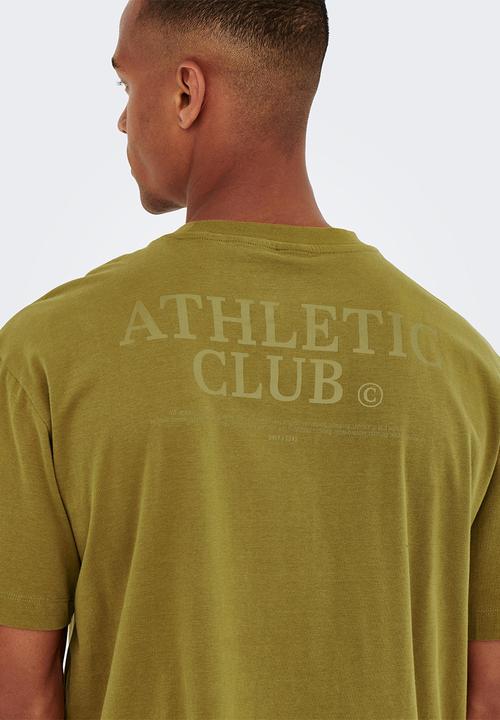 Only & Sons - Onsfred rlx fb club print short sleeve tee - olive