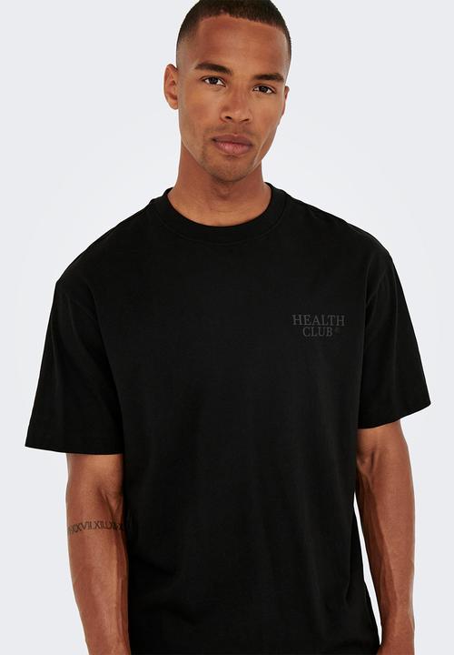 Only & Sons - Onsfred rlx fb club print short sleeve tee - black